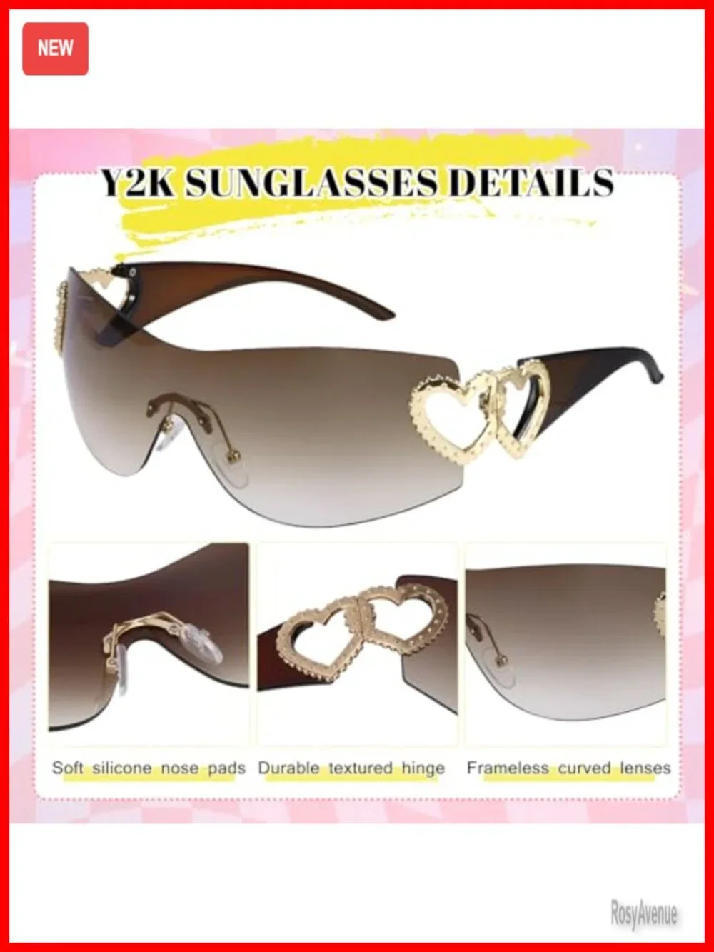 Y2K Hobo Shoulder Bag Faux Leather Clutch Purse with Sunglasses Set